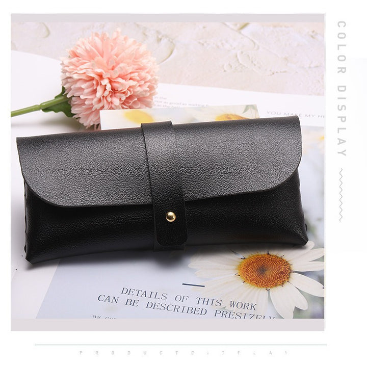 Unisex glasses case made of high-quality leather with button-crafted closure Kalsten