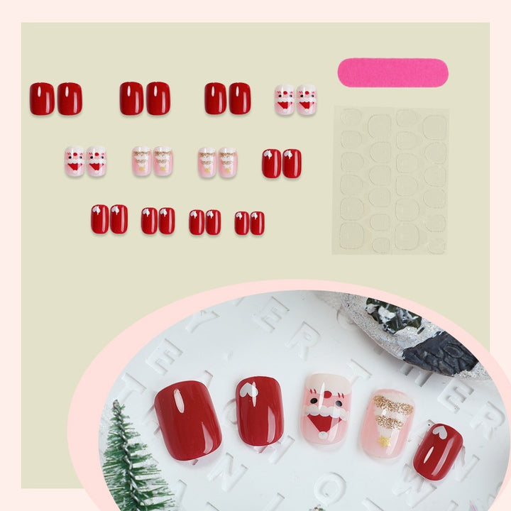 Artificial nail set with festive Christmas motifs and glitter accents Kalsten