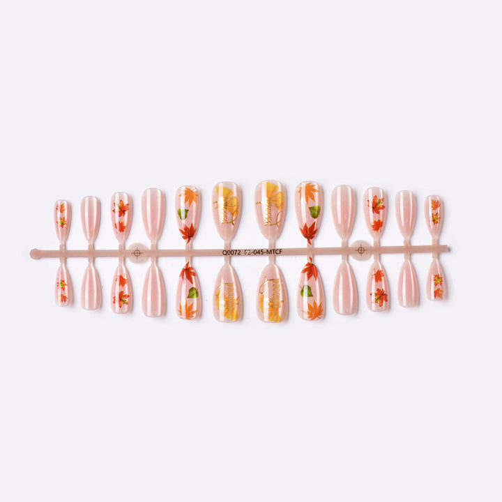 Artistic Fall Leaf Press-On Nail Art Set Kalsten