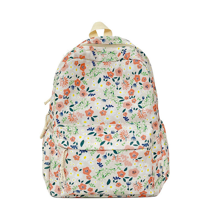 Floral Print Multi-Pocket Backpack