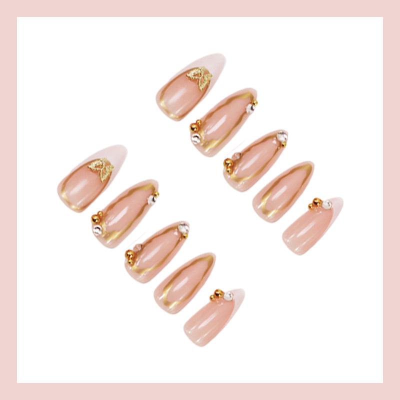 Artificial nail set with elegant gold accents and luxurious decorations Kalsten