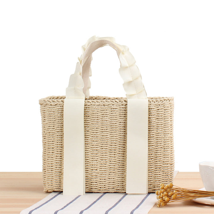 Playful basket bag with elegant fabric handle Kalsten