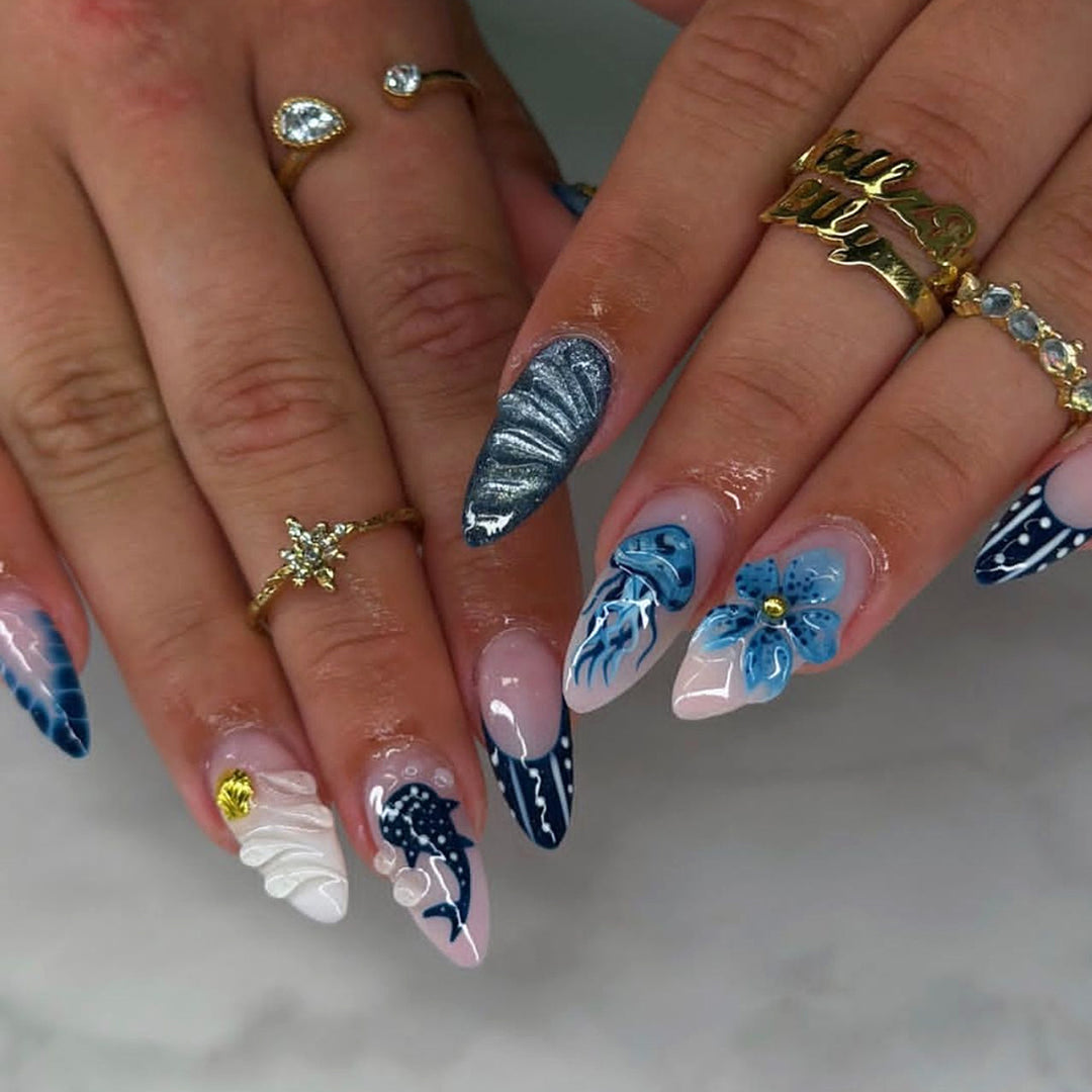 Artistic Ocean-Themed Press-On Nails Kalsten