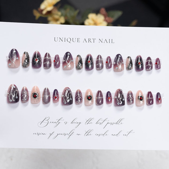 Glamorous Rhinestone-Embellished Press-On Nail Art