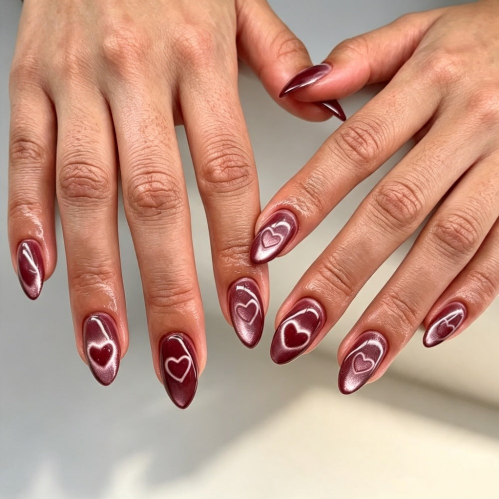 Heart Design Gel Nail Extensions