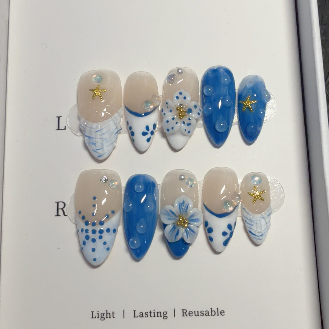 Coastal Themed Press-On Nail Art Set