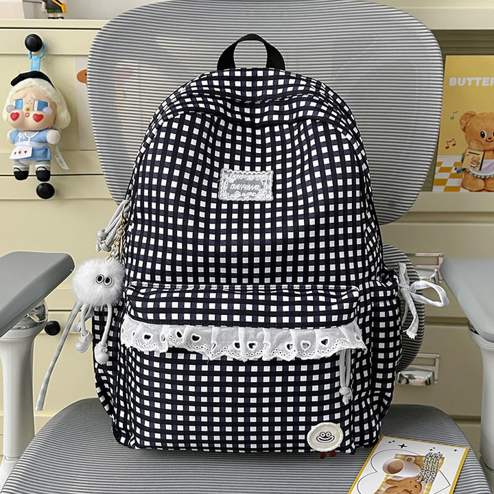 Charming Gingham Pattern School Backpack