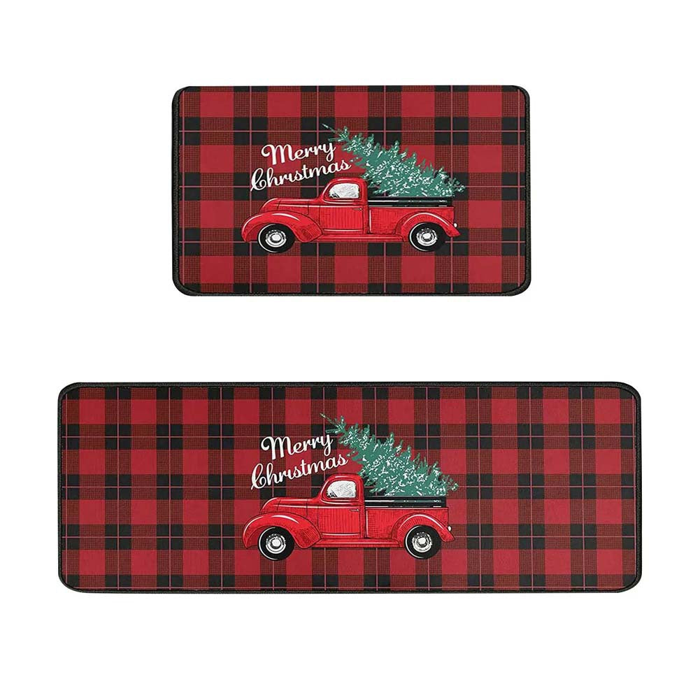 Festive Christmas-Themed Kitchen Mat Set
