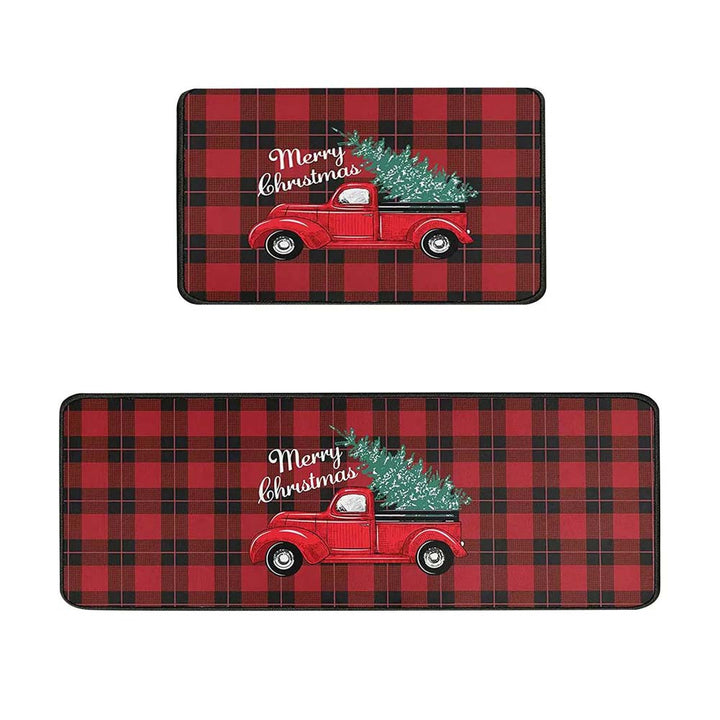 Festive Christmas-Themed Kitchen Mat Set