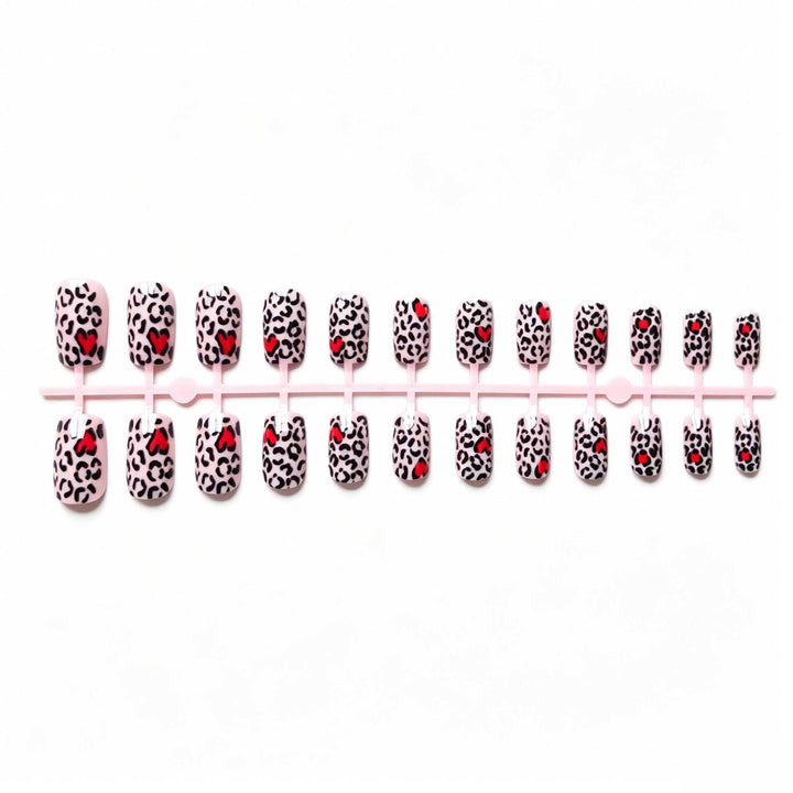 Artistic Leopard Print and Heart Nail Art Kit