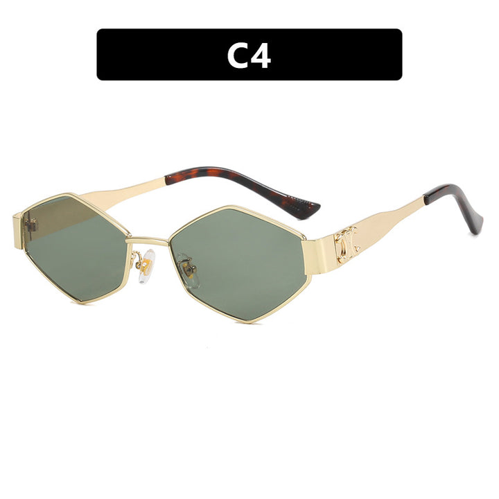 Ladies fashionable hexagonal sunglasses with protective lenses and stylish metal frame Kalsten