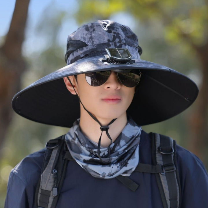 tactical fishing hat with wide brim, mesh ventilation and adjustable chin strap Kalsten
