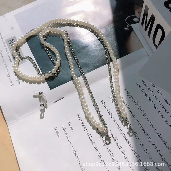 Elegant Pearl and Chain Reading Glasses Holder Kalsten
