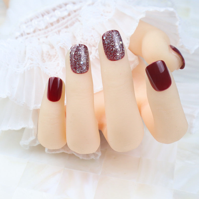 Glossy Press-On Nail Set with Glitter Accents Kalsten