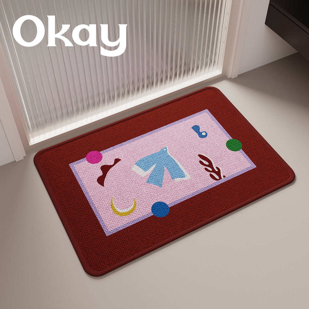 Low-Profile Absorbent Microfiber Anti-Slip Cherry Motif Kitchen Mat