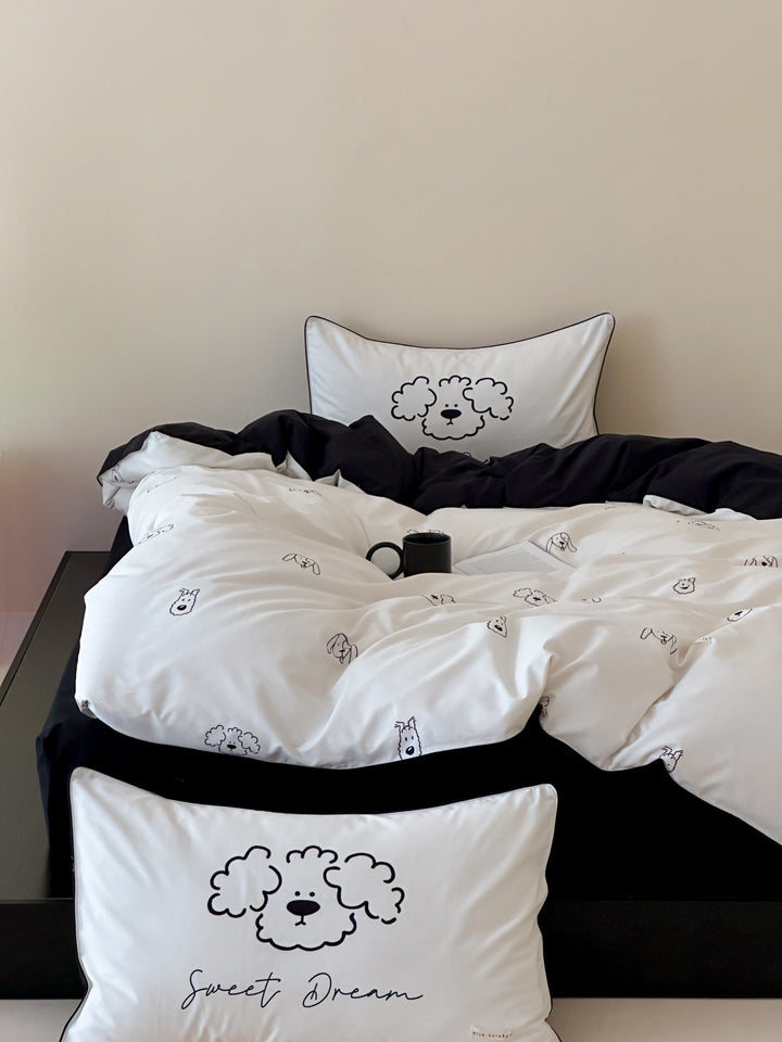 Children's bedding set with panda motif made of cotton satin and lovingly crafted appliqué