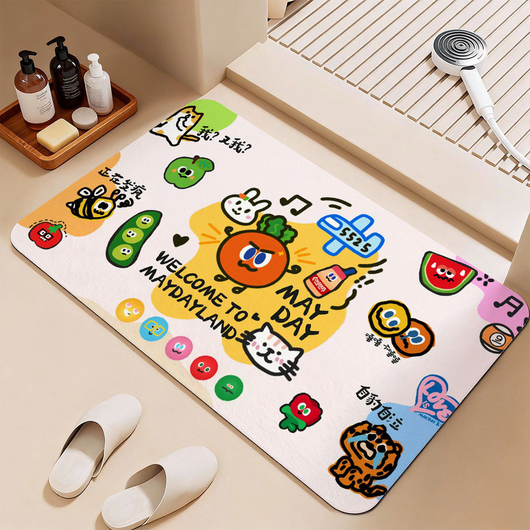 Fun Animated Vegetable-Themed Bath Mat