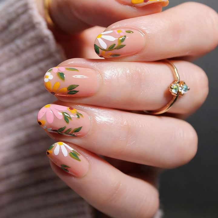 Artificial Nails Set with Floral Decorations Kalsten