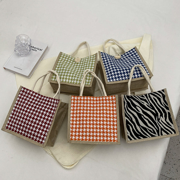 Handcrafted Houndstooth Tote Bag