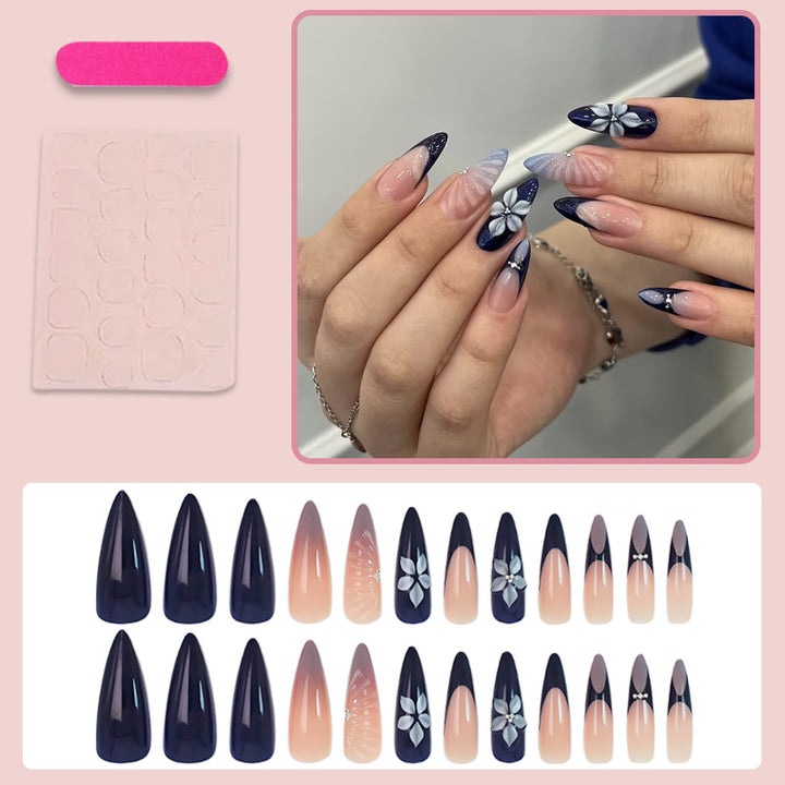 Artificial nail set with elegant floral and ombre designs Kalsten