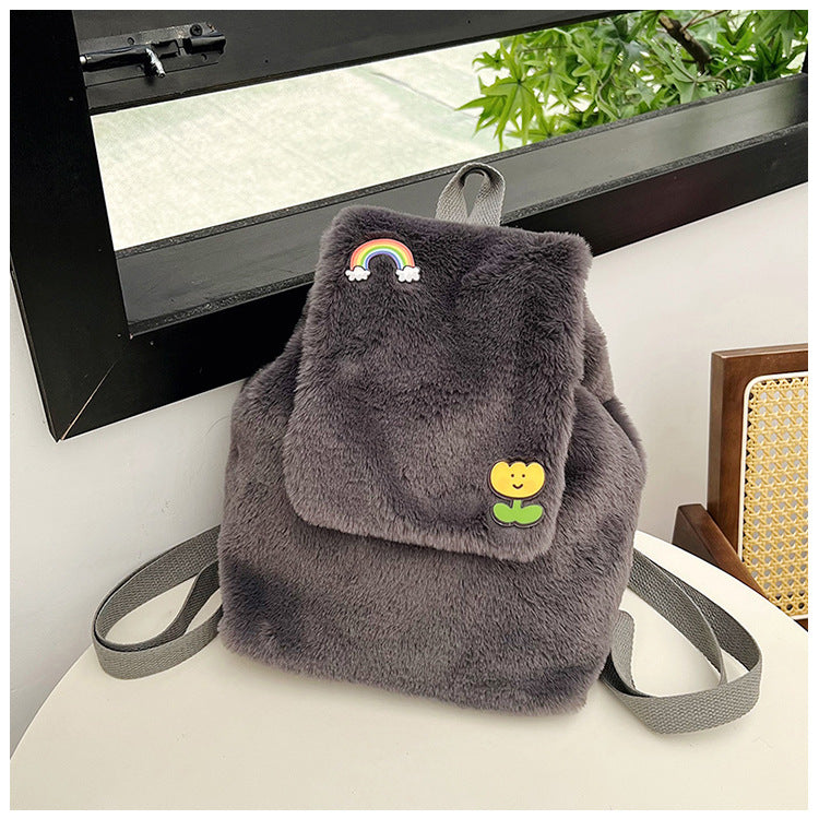 Plush Backpack with Colorful Appliqués Kalsten