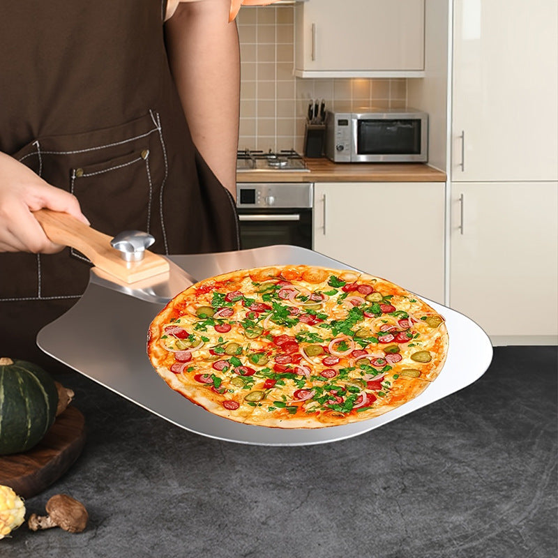professional pizza peel set with foldable stainless steel shovel ergonomic wooden handle pizza cutter rocker and bench scraper Kalsten