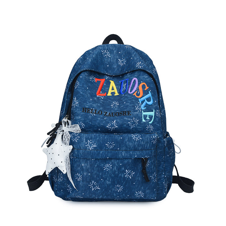Stylish Star-Embellished Corduroy Backpack Kalsten