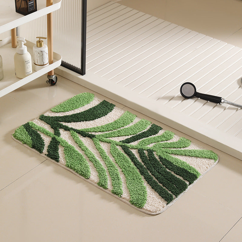 Artistic Leaf Pattern Bath Mat
