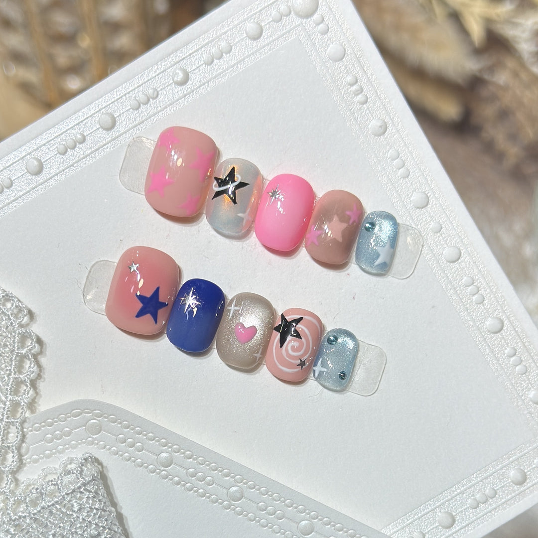 Decorative Nail Art Set with Star and Heart Accents Kalsten