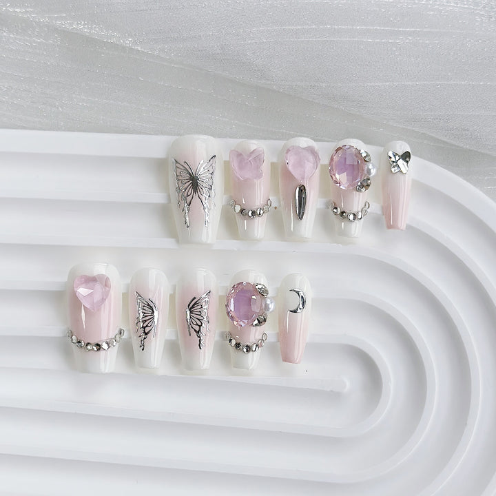 Artistic Gem-Embellished Press-On Nail Set