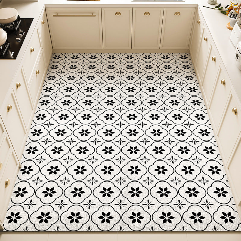 Floral Pattern Kitchen Rug