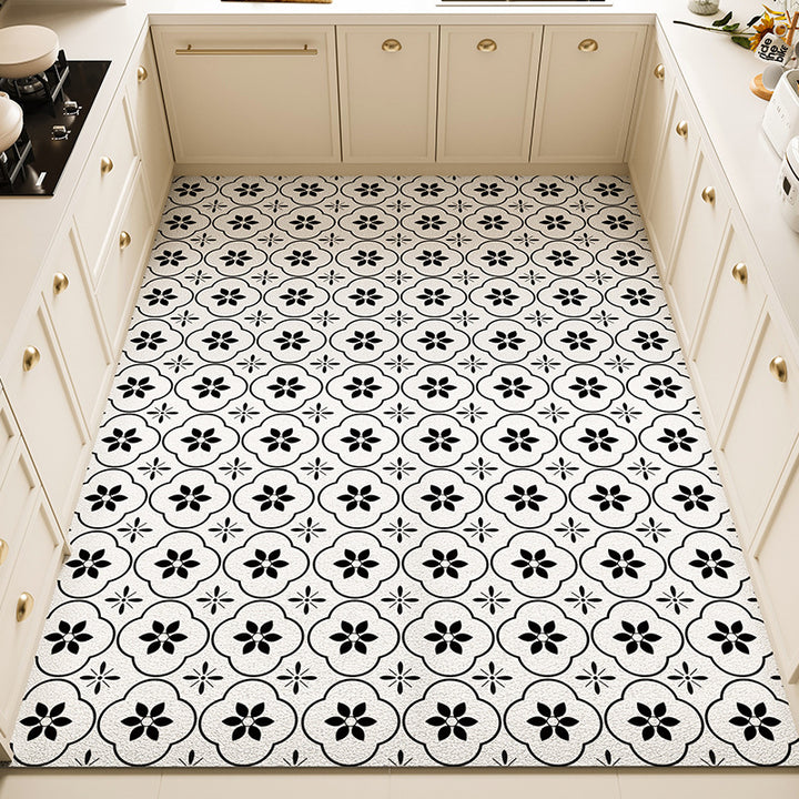Floral Pattern Kitchen Rug