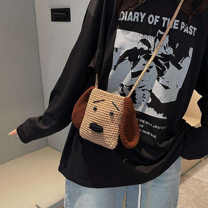 Cute Dog-Themed Crochet Crossbody Bag