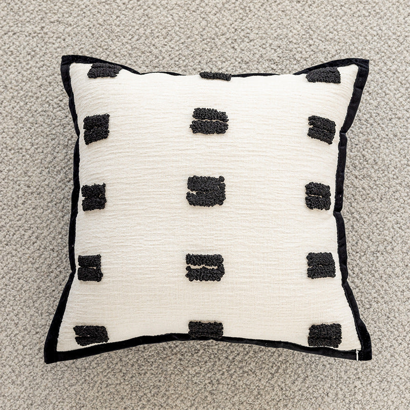 Hand-Tufted Abstract Loop-Squiggle Square Throw Pillow Cover with Hidden Zipper