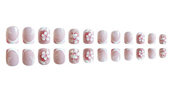 Acrylic nail set with elegant flower and French tip designs Kalsten