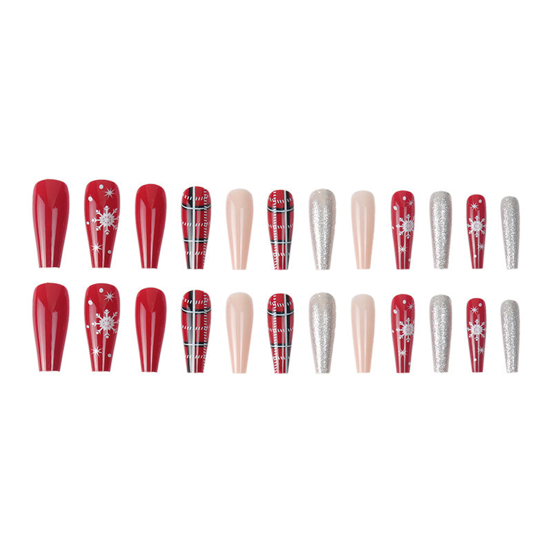 Artistic Press-On Nail Set with Holiday Theme Kalsten