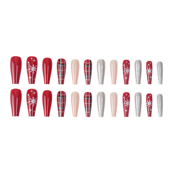 Artistic Press-On Nail Set with Holiday Theme Kalsten