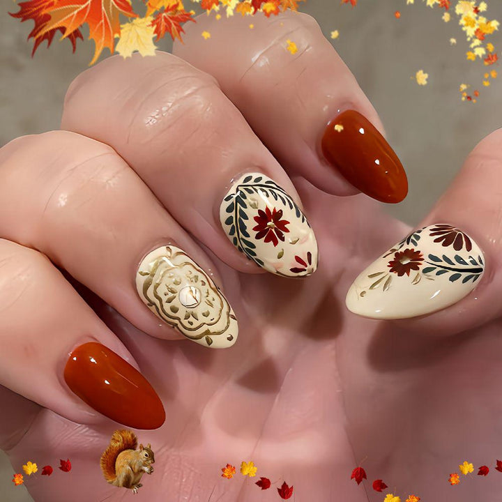 Floral Articulated Acrylic Nail Extensions Kalsten