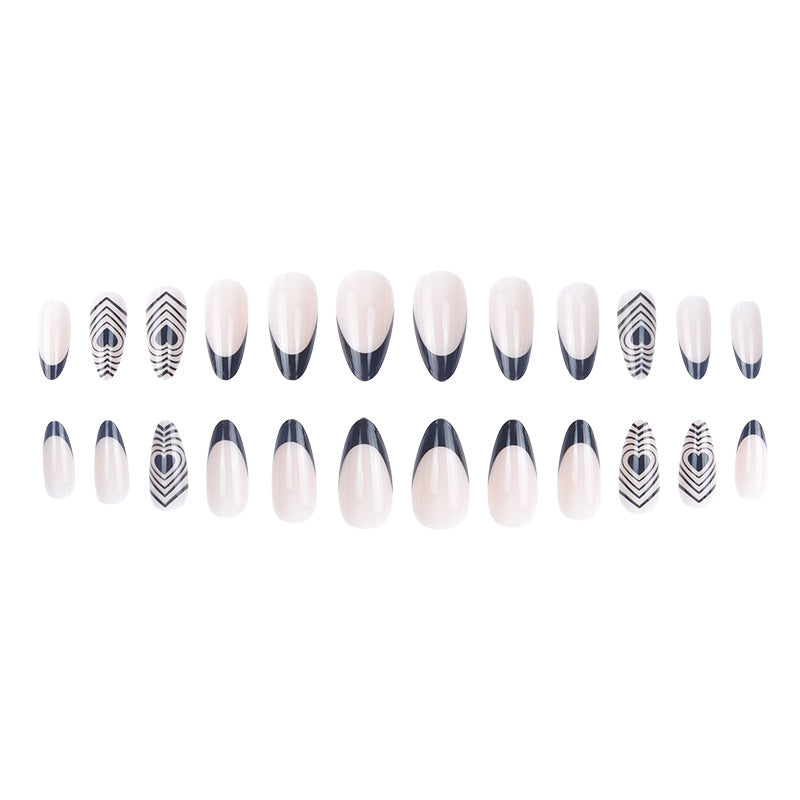Stylish Stiletto Press-On Nails with Heart and Geometric Designs Kalsten