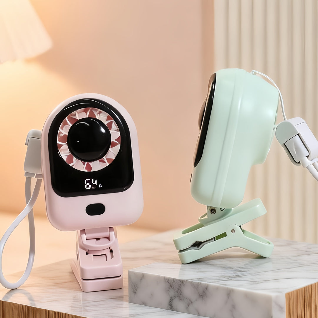 Women's portable table fan with LCD display and USB charging port Kalsten