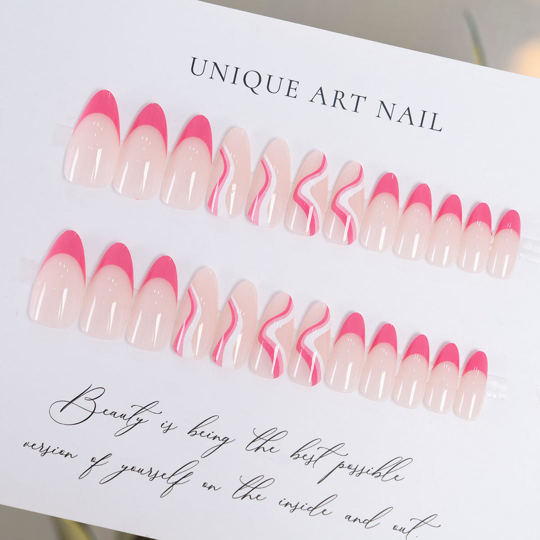 Artistic Stiletto Press-On Nails with Fluid Wave Design