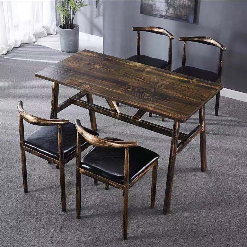 Vintage dining table with custom license plate design Kalsten