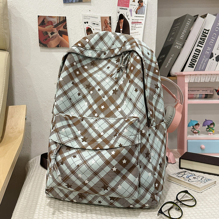 Backpack with Fashionable Check Pattern and Practical Compartments Kalsten