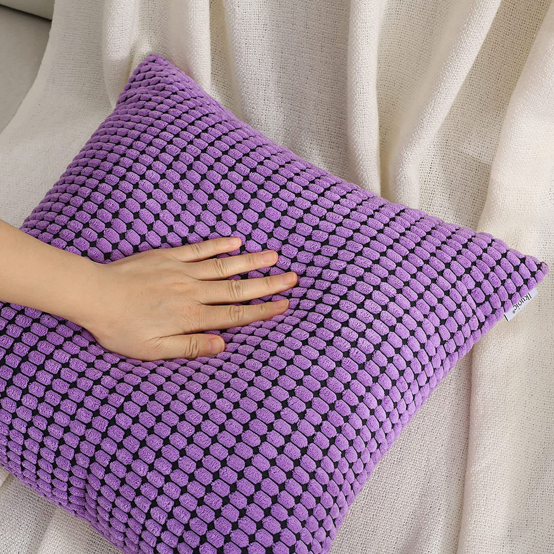 Textured Waffle-Weave Cotton Lumbar and Square Pillow Covers Set
