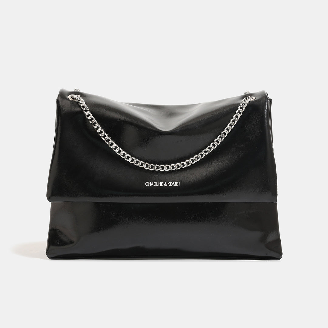 Chic Slouchy Shoulder Bag with Chain Detailing