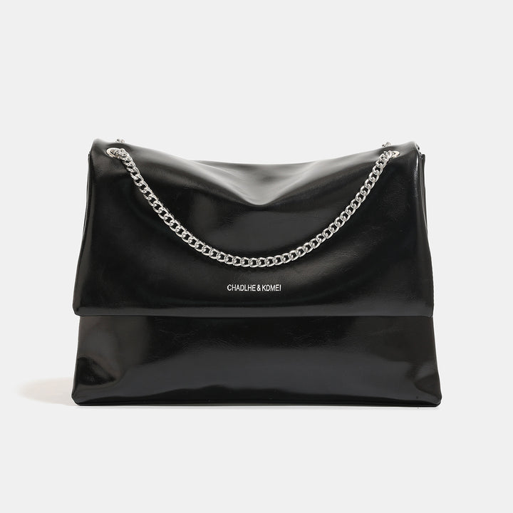 Chic Slouchy Shoulder Bag with Chain Detailing