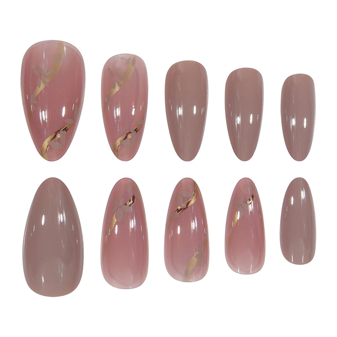 Elegant Floral Accented Stiletto Press-On Nails Kalsten