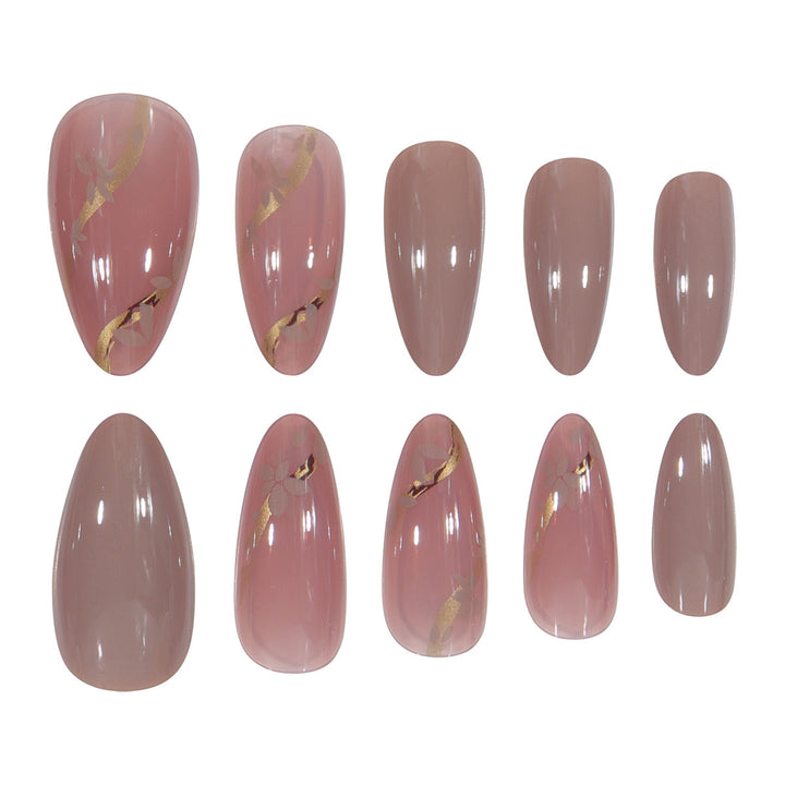 Elegant Floral Accented Stiletto Press-On Nails Kalsten