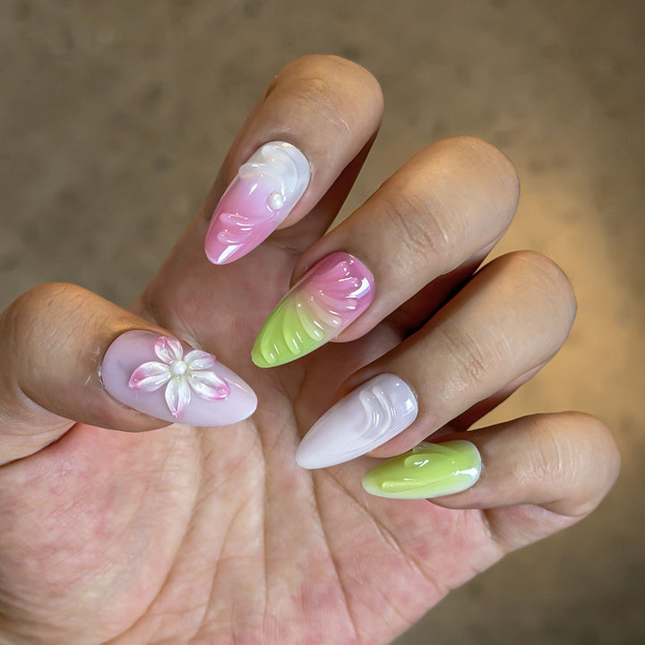 Decorative Floral Artisan Press-On Nails Kalsten