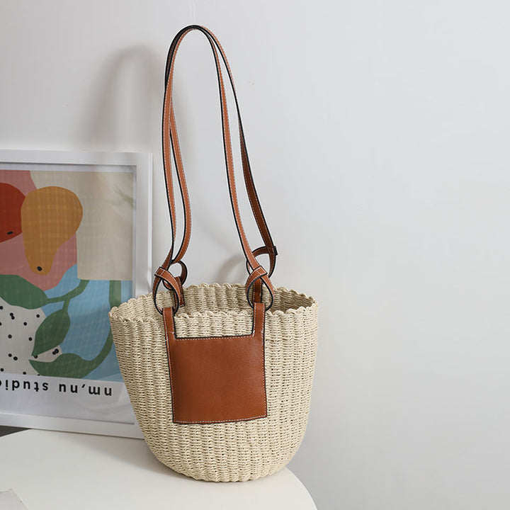 Basket bag with elegant leather detail Kalsten
